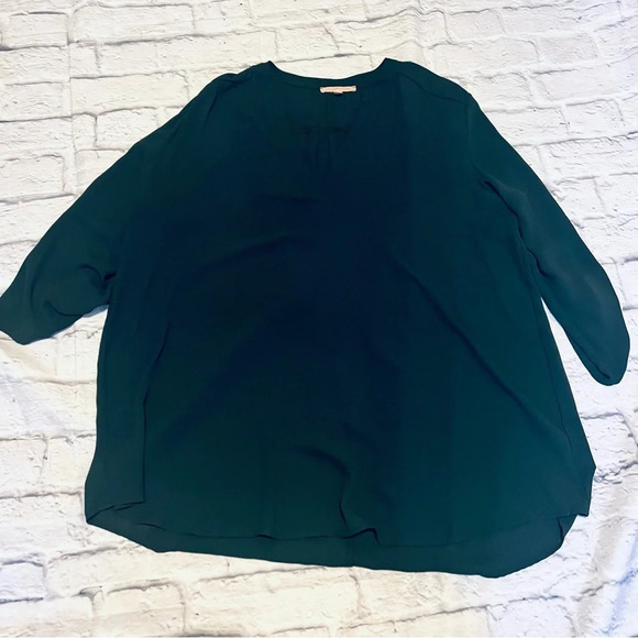 Gibson &‎ Latimer Blouse Top V-Neck 3/4 Sleeve Casual Dark Green XL - Picture 1 of 6